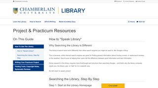 
                            8. Project & Practicum Resources - Chamberlain Library - Chamberlain College Of Nursing Library Portal