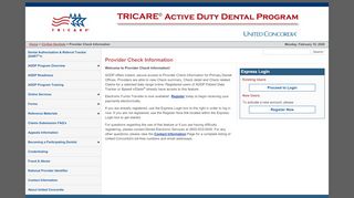 Provider Check Information - The Active Duty Dental Program - Addp Login