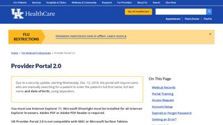 
                            8. Provider Portal 2.0 | UK HealthCare - Lexington Medical Center Remote Access Portal