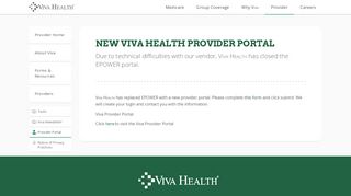 
                            1. Provider Portal - VIVA Health - Viva Health Plan Provider Portal