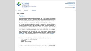
                            1. Providers - CoreHealthBenefits.com - Core Administrative Services Provider Portal