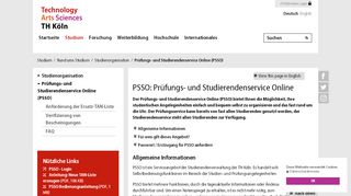 
                            4. Prüfungs- und Studierendenservice Online (PSSO) - TH Köln - Th Köln Online Portal