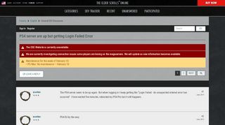 
                            3. PS4 server are up but getting Login Failed Error — Elder Scrolls ... - Elder Scrolls Online Portal Error Ps4