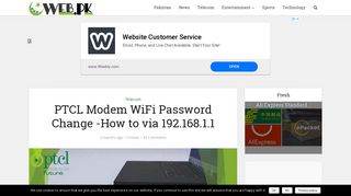 
PTCL Modem WiFi Password Change -How to via 192.168.1.1 ...  
