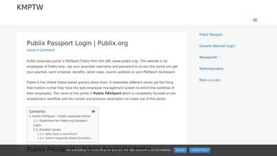 Publix PASSport Login  Publix Oasis @ www.publix.org