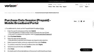 
                            2. Purchase Data Session (Prepaid) - Mobile Broadband Portal | Verizon ... - Verizon Wireless Mobile Broadband Portal