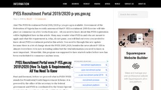 PYES Recruitment Portal 2019/2020 p-yes.gov.ng - NaijaQuest.Com - P Yes Recruitment Portal