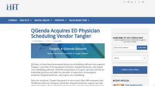 QGenda Acquires ED Physician Scheduling Software Tangier - Tangier Physician Scheduling Login