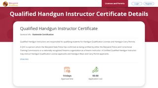 
                            8. Qualified Handgun Instructor Certificate | Maryland OneStop - Hql Portal