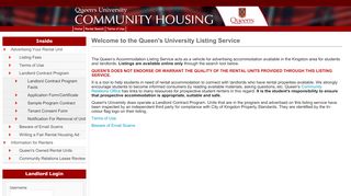 
                            8. Queen's University Community Housing :: Welcome to the Queen's ... - Queen's University Housing Portal