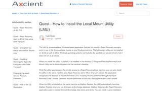 
                            7. Quest - How to Install the Local Mount Utility (LMU) – Axcient - Quest Rapid Recovery License Portal