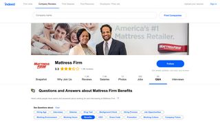 
                            3. Questions and Answers about Mattress Firm Benefits | Indeed ... - Mattress Firm Employee Portal