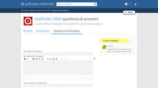 
Questions and Answers - Software Informer - Staffinder 2000  
