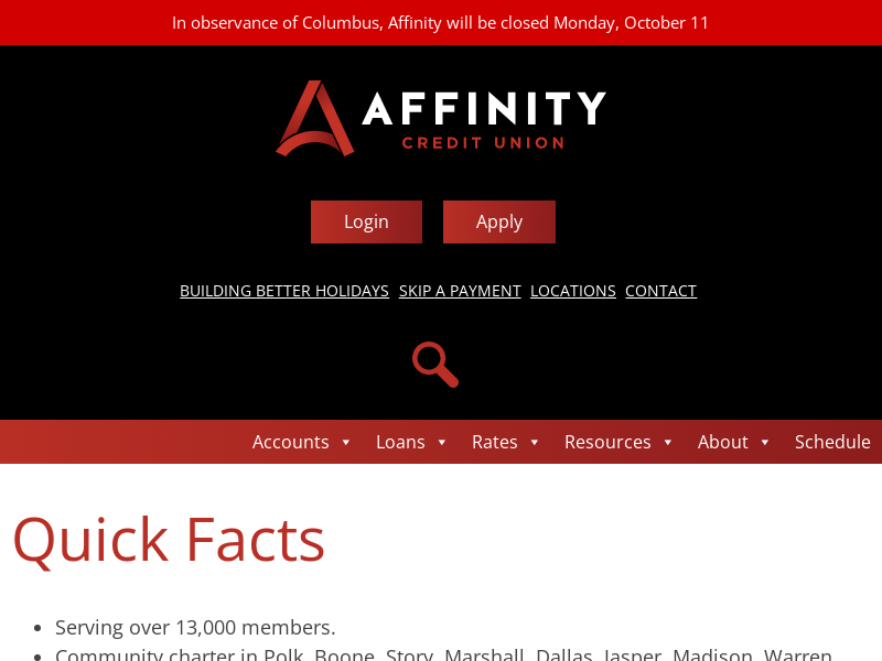 
                            4. Quick Facts - Affinity Credit Union : Affinity Credit Union