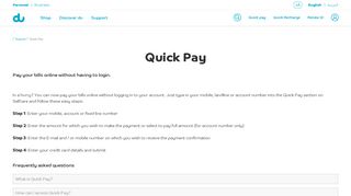 
                            2. Quick Pay | Mobile | Support | du - Du Online Payment Without Portal