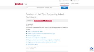 
Quicken on the Web Frequently Asked Questions
