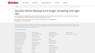 
Quicken Online Backup is no longer accepting new sign-ups ...
