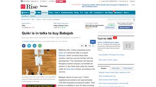 
                            8. Quikr: Quikr is in talks to buy Babajob - The Economic Times - Babajob Sign Up