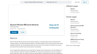 
Quorum Review IRB (now Advarra) | LinkedIn  
