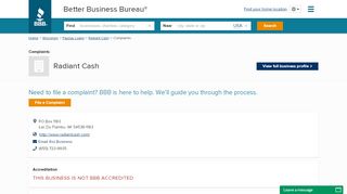 
                            3. Radiant Cash | Complaints | Better Business Bureau® Profile