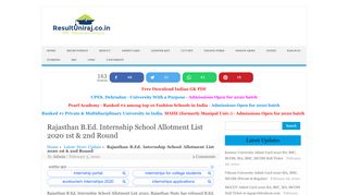 
                            3. Rajasthan B.Ed. Internship School Allotment List 2020 1st ... - Rajrmsa Nic Shaala Darpan Home Public School Login