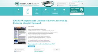 
                            8. RANZCP Congress 2018 Conference Review, reviewed by ... - Ranzcp Portal