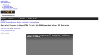 
                            1. Razzia bei Europas größtem IPTV Portal – 500.000 Nutzer betroffen ... - Iptv Portal Deutsch
