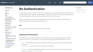 
Re-Authentication - Facebook Login - Facebook for Developers  
