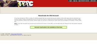 
                            5. Reactivate An Old Account - TPPC Online RPG v8.0 - Tppcrpg Net Portal