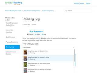 Reading Log – Whooo's Reading Help Center