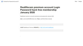 
                            8. Reallifecam premium account Login Password hack free ... - Reallifecam Portal