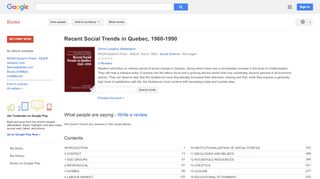 
                            4. Recent Social Trends in Quebec, 1960-1990 - Quebec Partage Com Portal