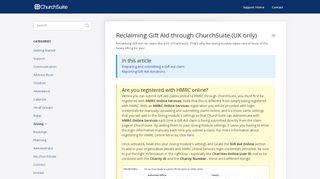
                            9. Reclaiming Gift Aid through ChurchSuite (UK only ... - Hmrc Charity Gift Aid Portal