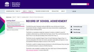 
                            5. Record of School Achievement | NSW Education Standards - Bos Student Portal