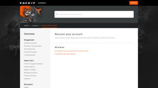 Recover your account – FACEIT - Faceit Portal