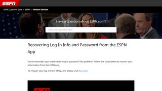 
                            3. Recovering Log In Info and Password – ESPN Customer Care - Espn Portal Password