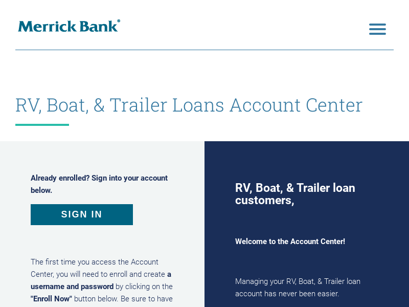 Recreation Lending Account Center  Merrick Bank