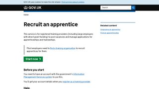 Recruit an apprentice - GOV.UK - National Apprenticeship Service Provider Portal