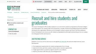 Recruit and hire students and graduates | Durham College - Durham College Hired Portal