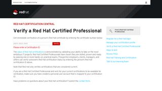 
                            6. Red Hat Certification Central Verify a Red Hat Certified ... - Red Hat Certification Portal