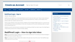 
                            1. Rediffmail Login – Sign in - Create an Account - Rediffmail Portal Sign Up