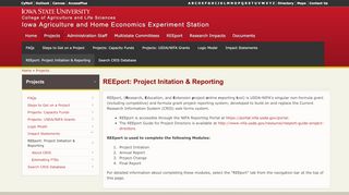 
                            6. REEport: Project Initation & Reporting | Iowa Agriculture and Home ... - Portal Nifa Usda Gov