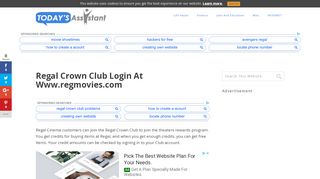 
                            9. Regal Crown Club Login at www.regmovies.com | Today's ... - Crown Club Portal