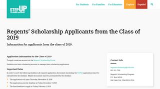 
                            4. Regents' Scholarship Applicants from the Class of 2019 - Step Up Utah - Regents Scholarship Student Portal