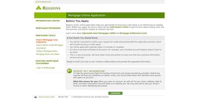 Regions  Mortgage Online Application