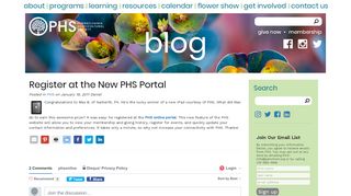 
                            3. Register at the New PHS Portal | Pennsylvania Horticultural Society - Phsonline Portal