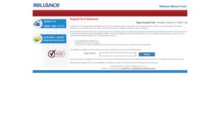 
Register for E statement - Reliance Mutual Fund  
