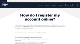 
                            3. Register Your Account Online | PSA Finance UK - Psa Finance Portal