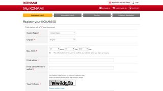 
                            6. Register your KONAMI ID - My KONAMI - Konami Yugioh Duel Links Portal