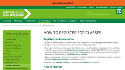 RegisterClasses - Parkland College